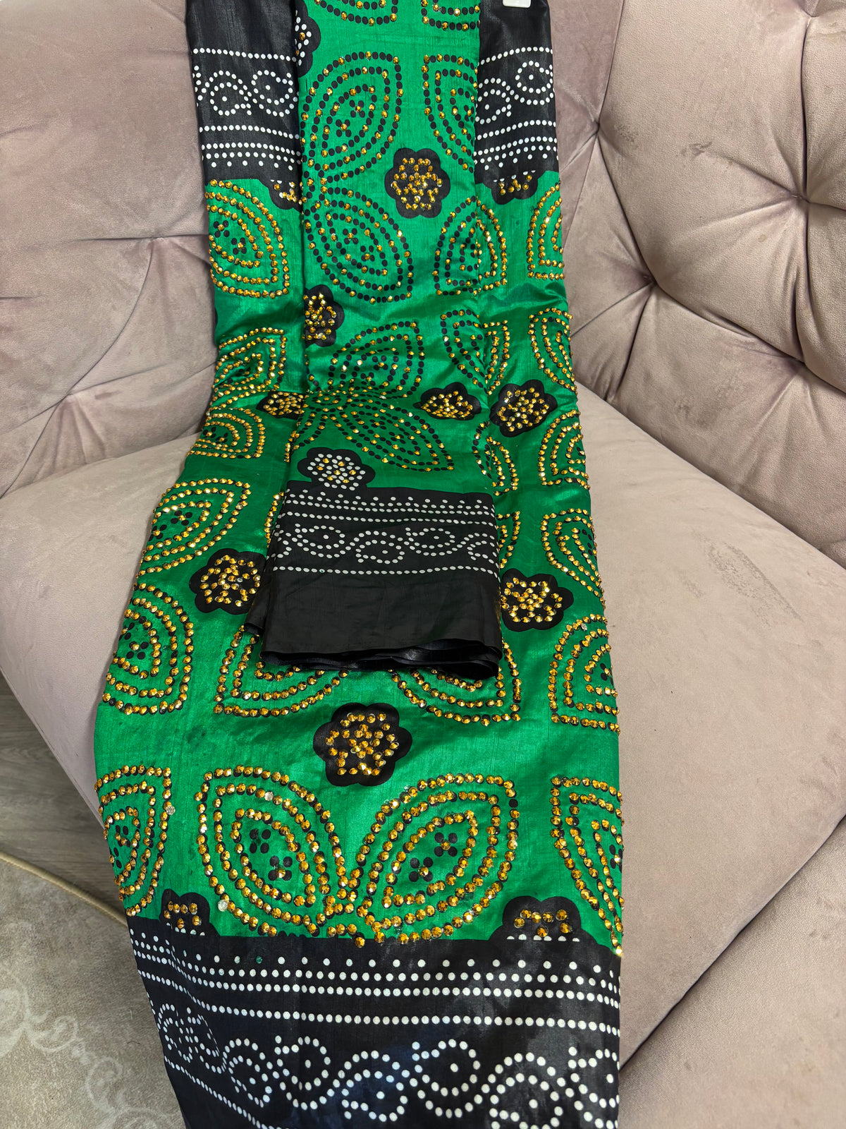 Bridal Shash with stone work, green