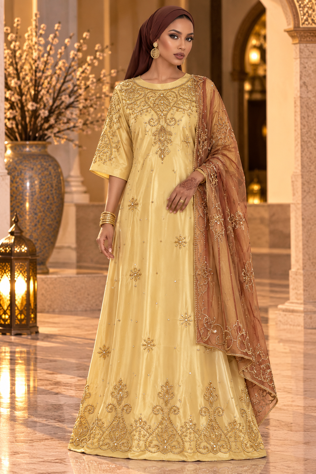 Bridesmaids Dirac, gold & royal Maroon Gabasar/shawl (PRE-ORDER)