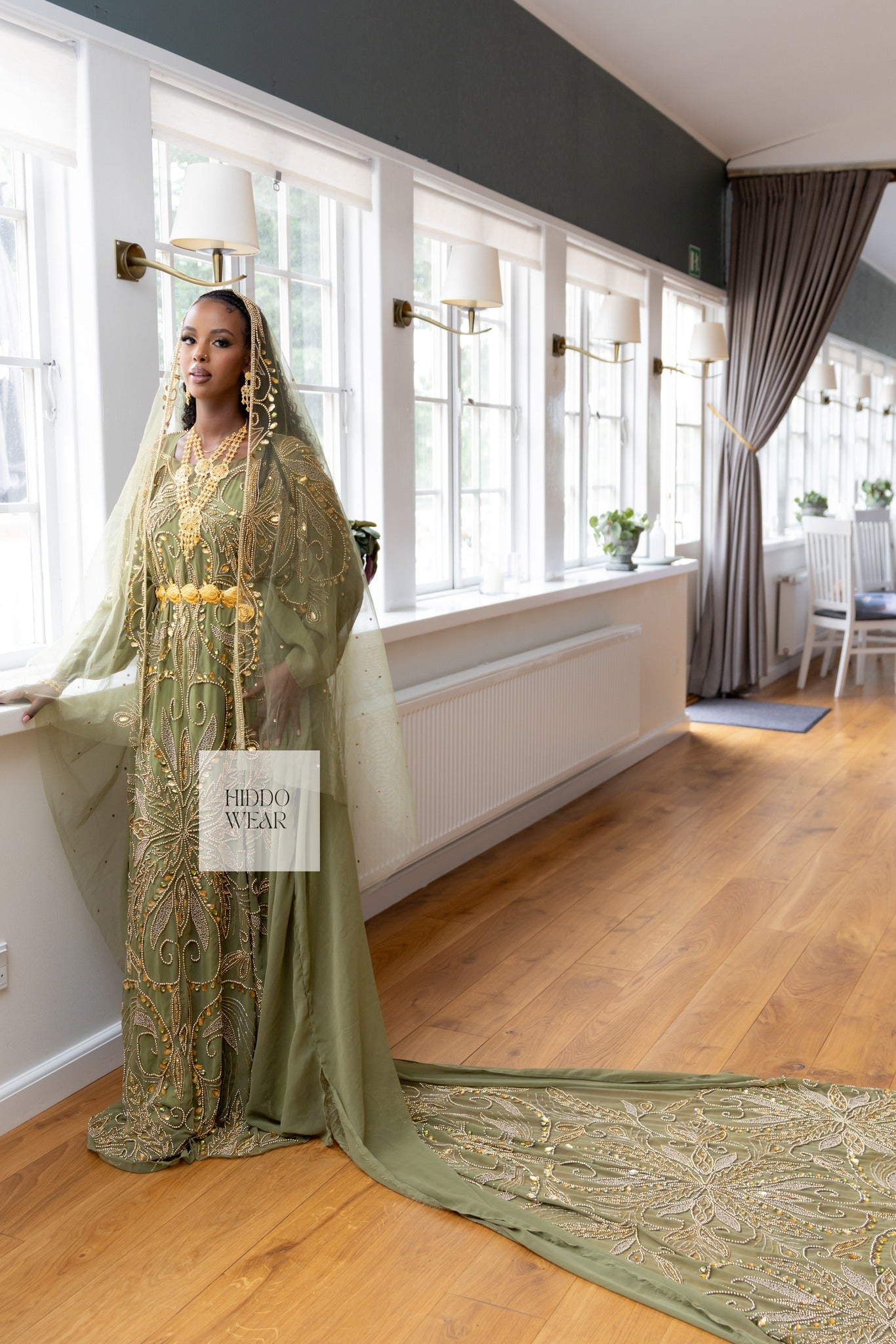 Jasmin Bridal Dirac, Olive Green (Xariir Collection) Hiddo Wear Jasmin Bridal Dirac, Olive Green (Xariir Collection) Hiddo Wear