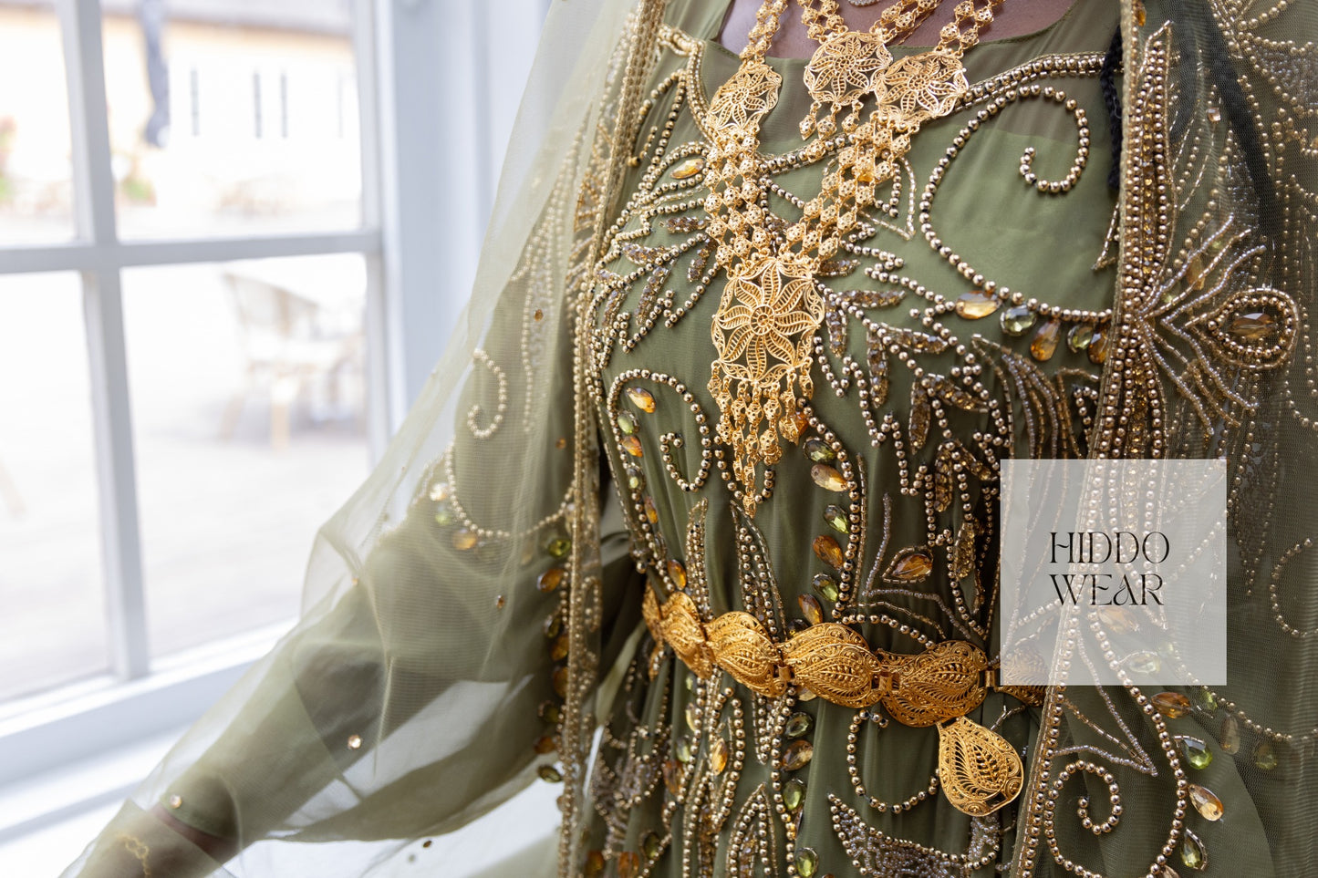 Jasmin Bridal Dirac, Olive Green (Xariir Collection)