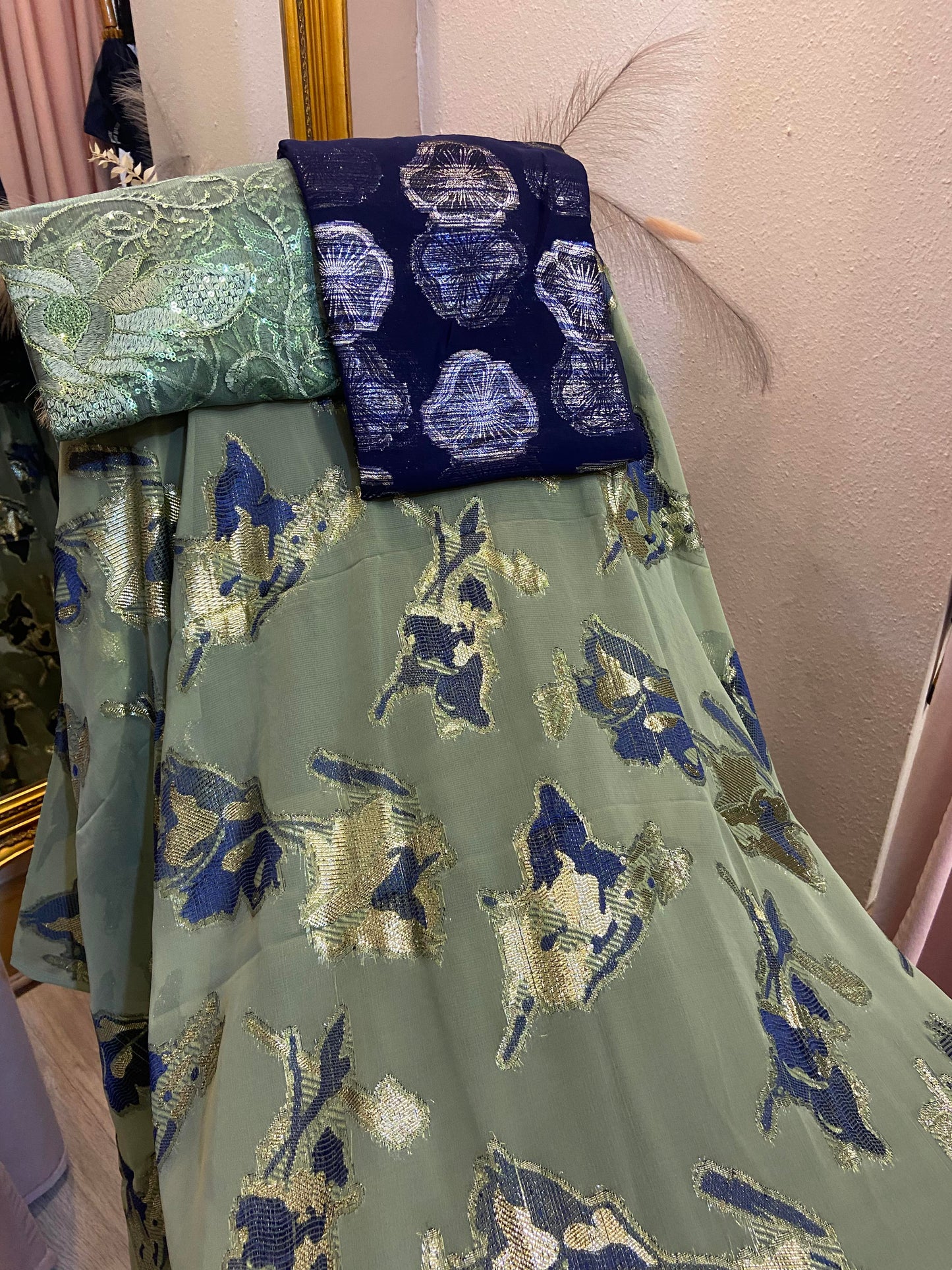 Olive green & Navy blue Fransawi dirac