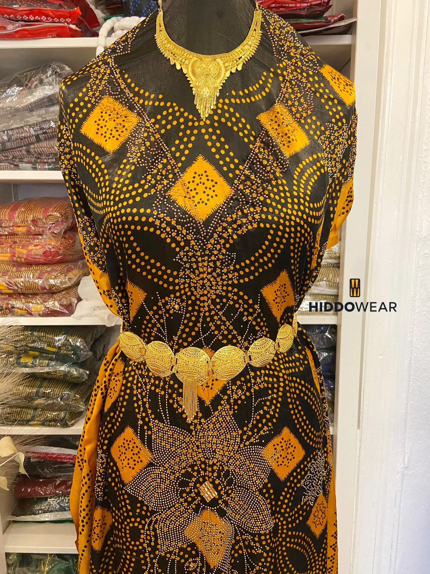 Bridal Shash with stone work, Mustard