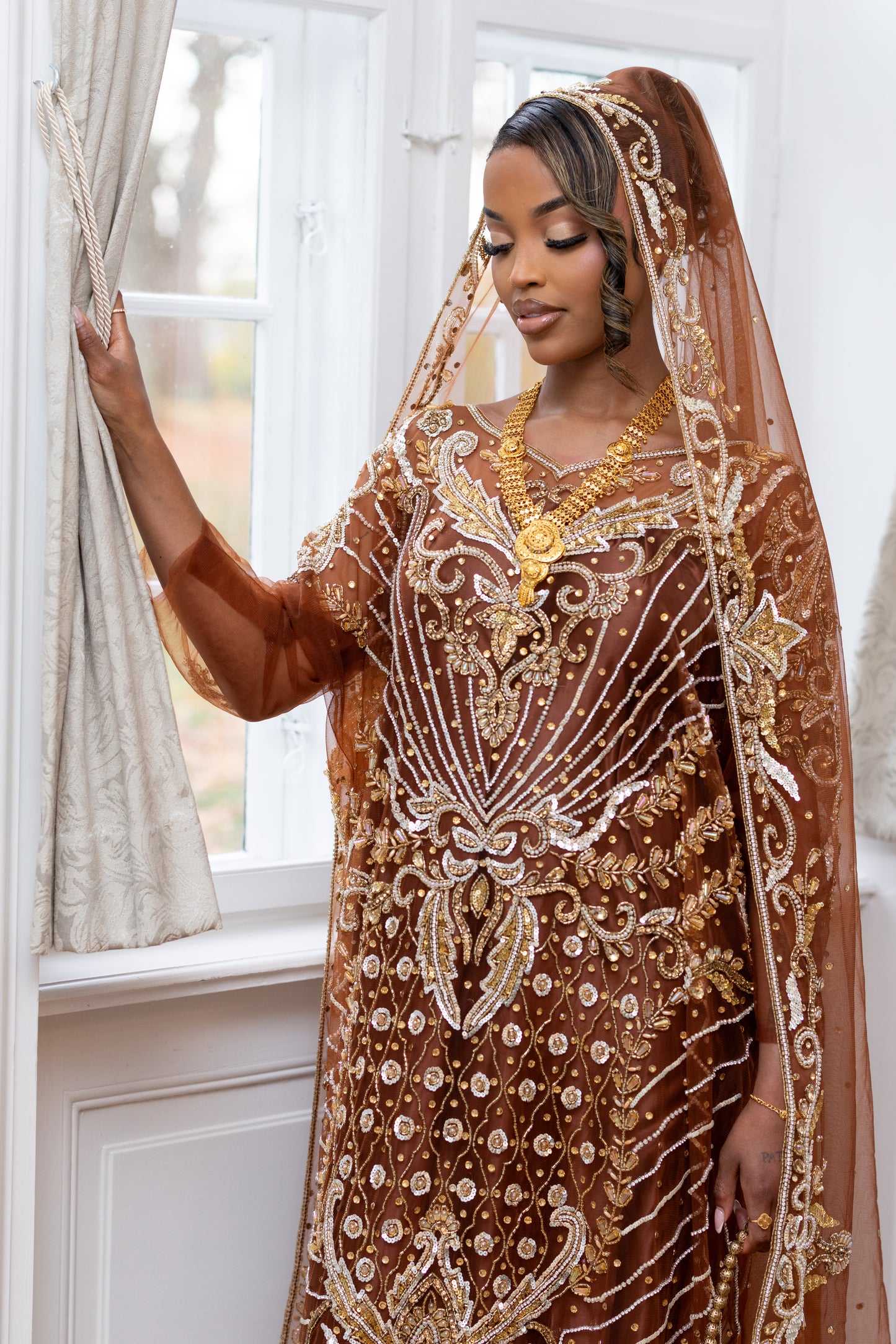 Luul Bridal Dress, Brown (Limaan Collection)