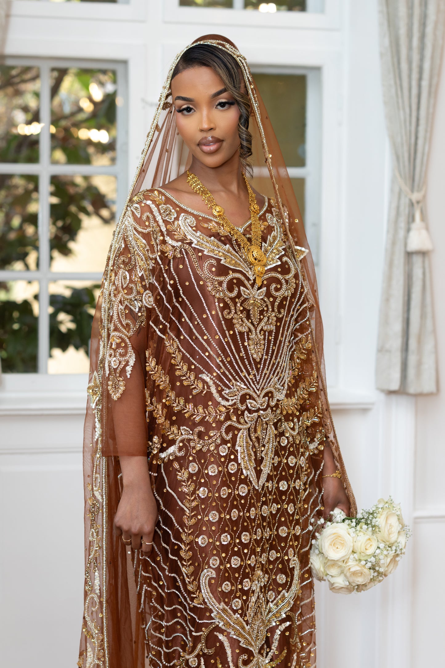 Luul Bridal Dress, Brown (Limaan Collection)