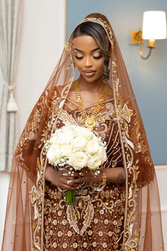 Luul Bridal Dress, Brown (Limaan Collection)