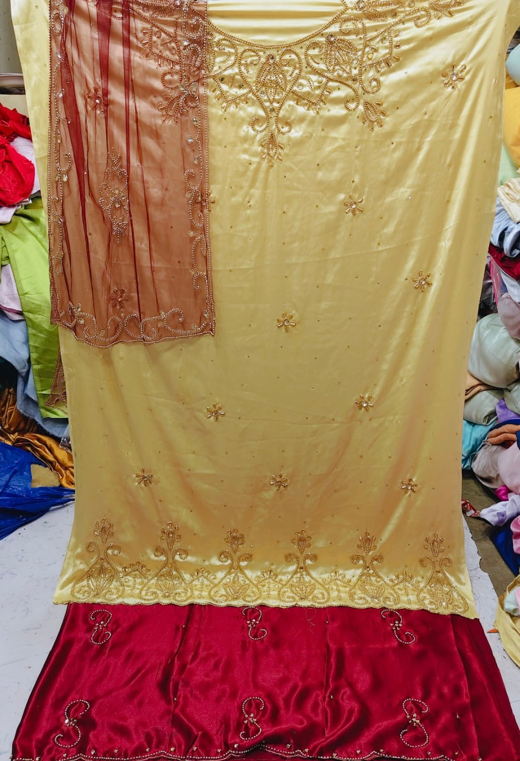 Bridesmaids Dirac, gold & royal Maroon Gabasar/shawl (PRE-ORDER)