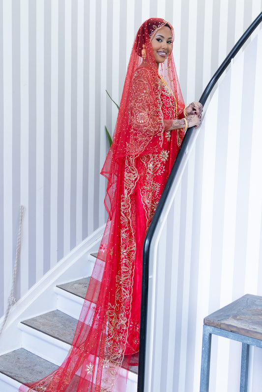 Ilhan Bridal Lace Dirac, Red (Riyo Collection)
