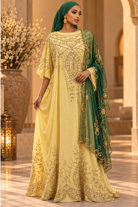 Brides maids Dirac, gold with green gabasar