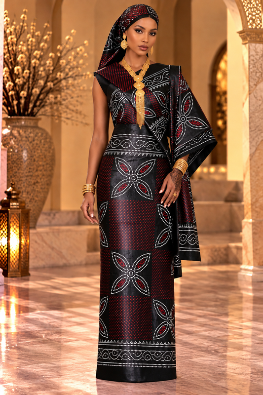 Black & Red Shash, satin