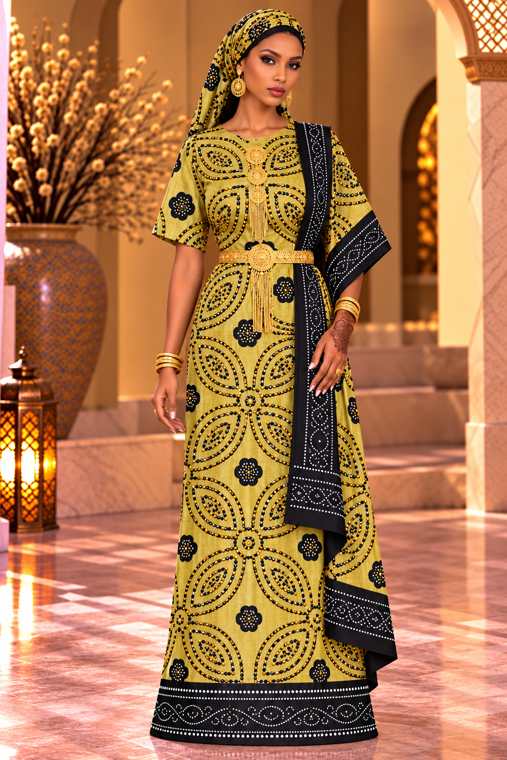 Bridal Shash with stone work, Olive Green