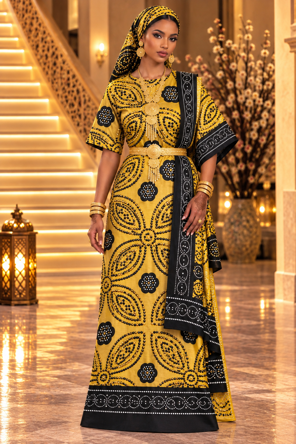 Bridal Shash, mustard gold