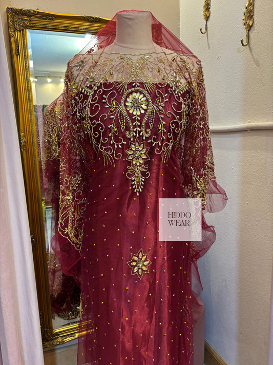 Ilhan Bridal Lace, Maroon