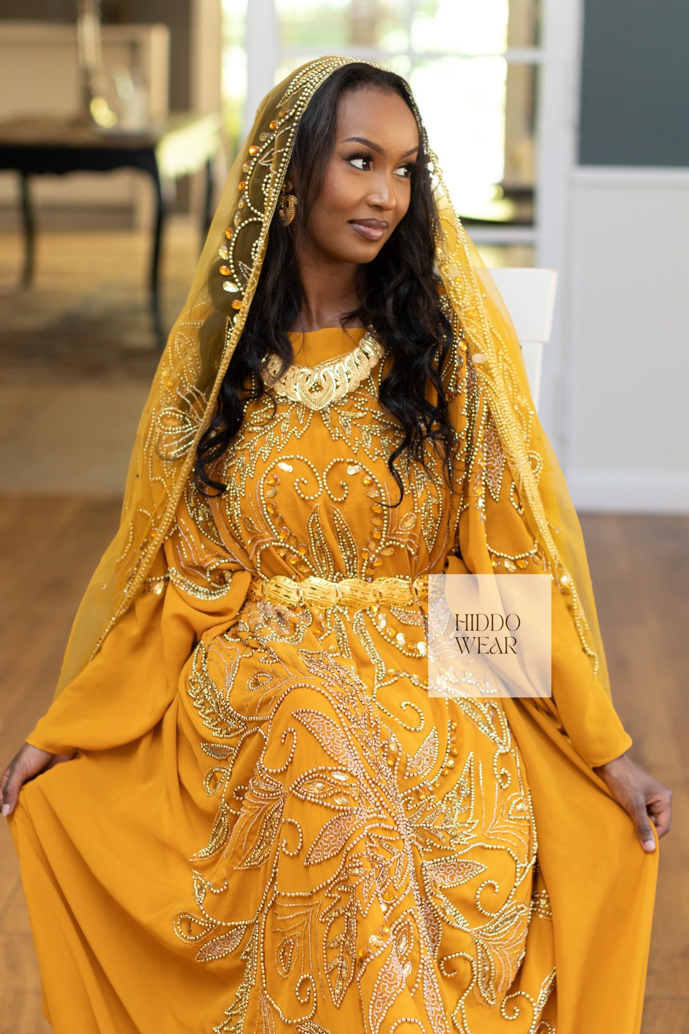 Jasmin Bridal Dirac, Mustard Yellow (Xariir Collection)