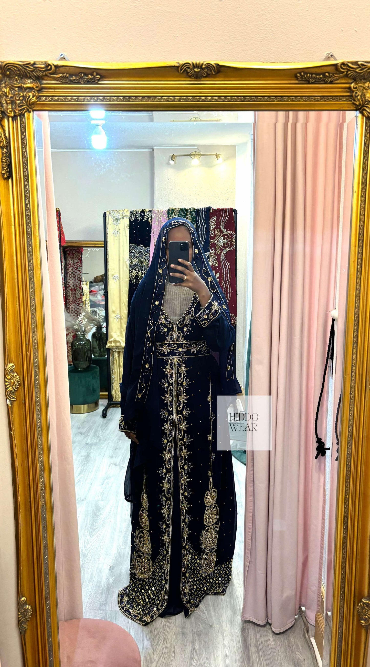 NIKKAH ABAAYA FATIMA, NAVY BLUE