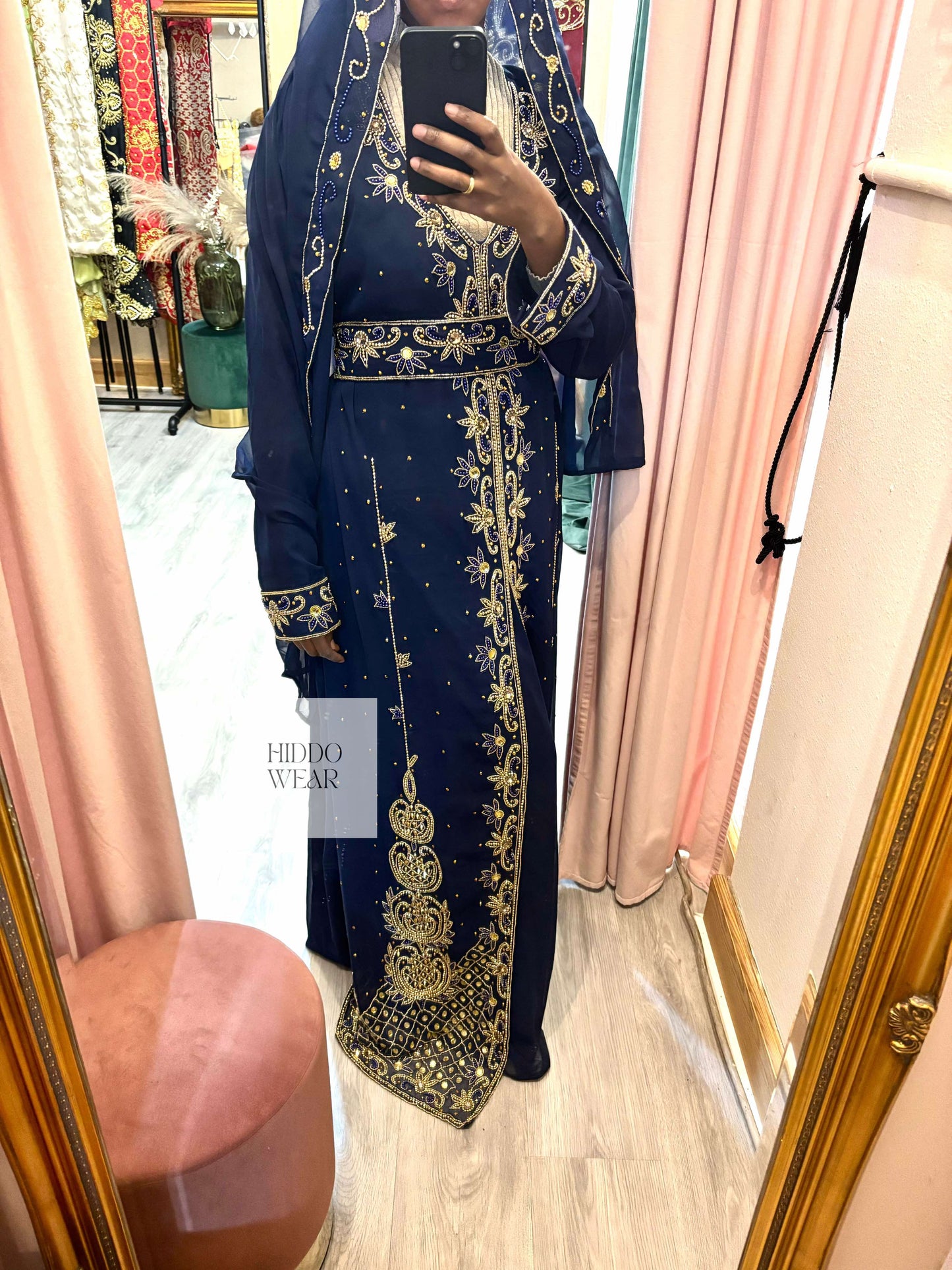 NIKKAH ABAAYA FATIMA, NAVY BLUE