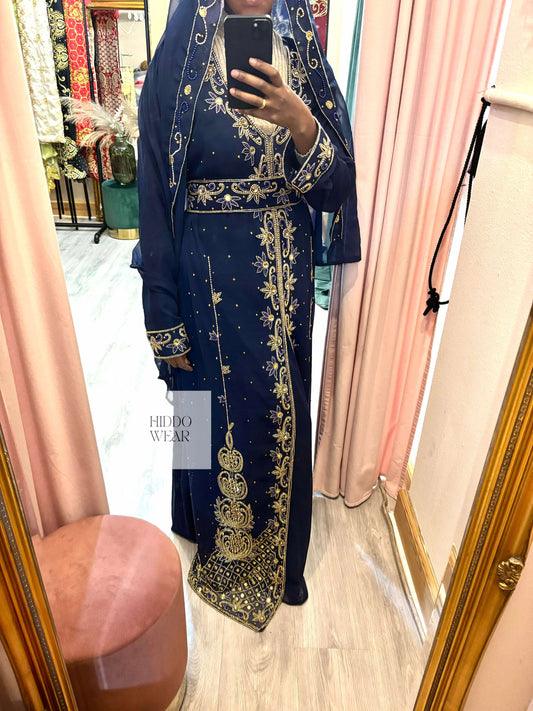 NIKKAH ABAAYA FATIMA, NAVY BLUE